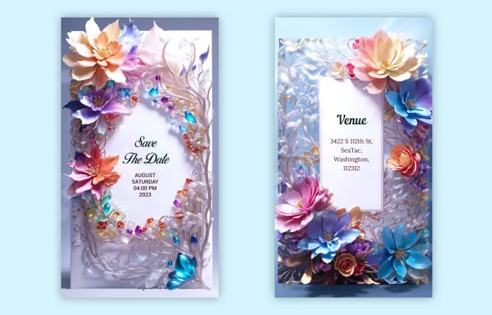Romantic Floral 3D Wedding Virtual Invitation Instagram Story